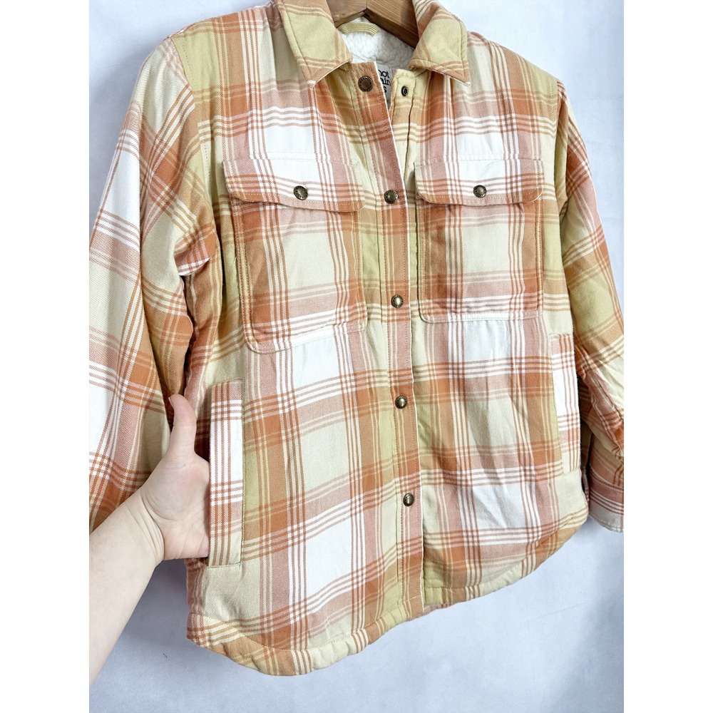 Marmot Ridgefield Sherpa Lined Plaid Light Orange Flannel Jacket Womens Size XS - Picture 3 of 16